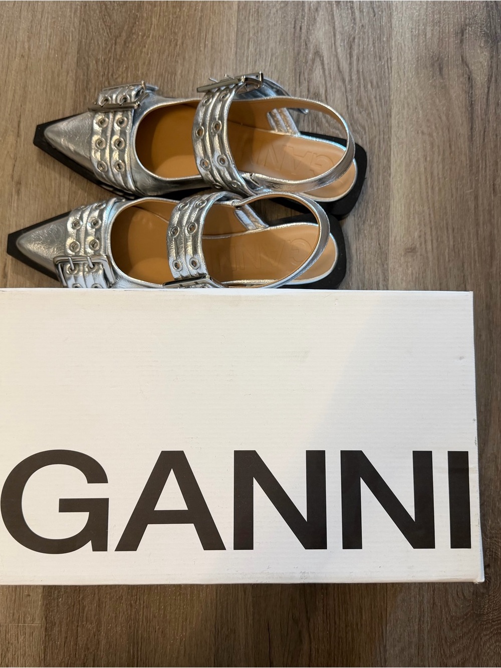 Feminine Buckle Ballerinas in Silver